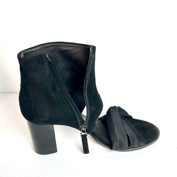 New Zero + Maria Cornejo Black Open Toe Bootie Black Suede Heels Shoes Italy 37 - Picture 7 of 14
